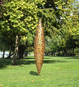 Abstractly garden sculpture rusty